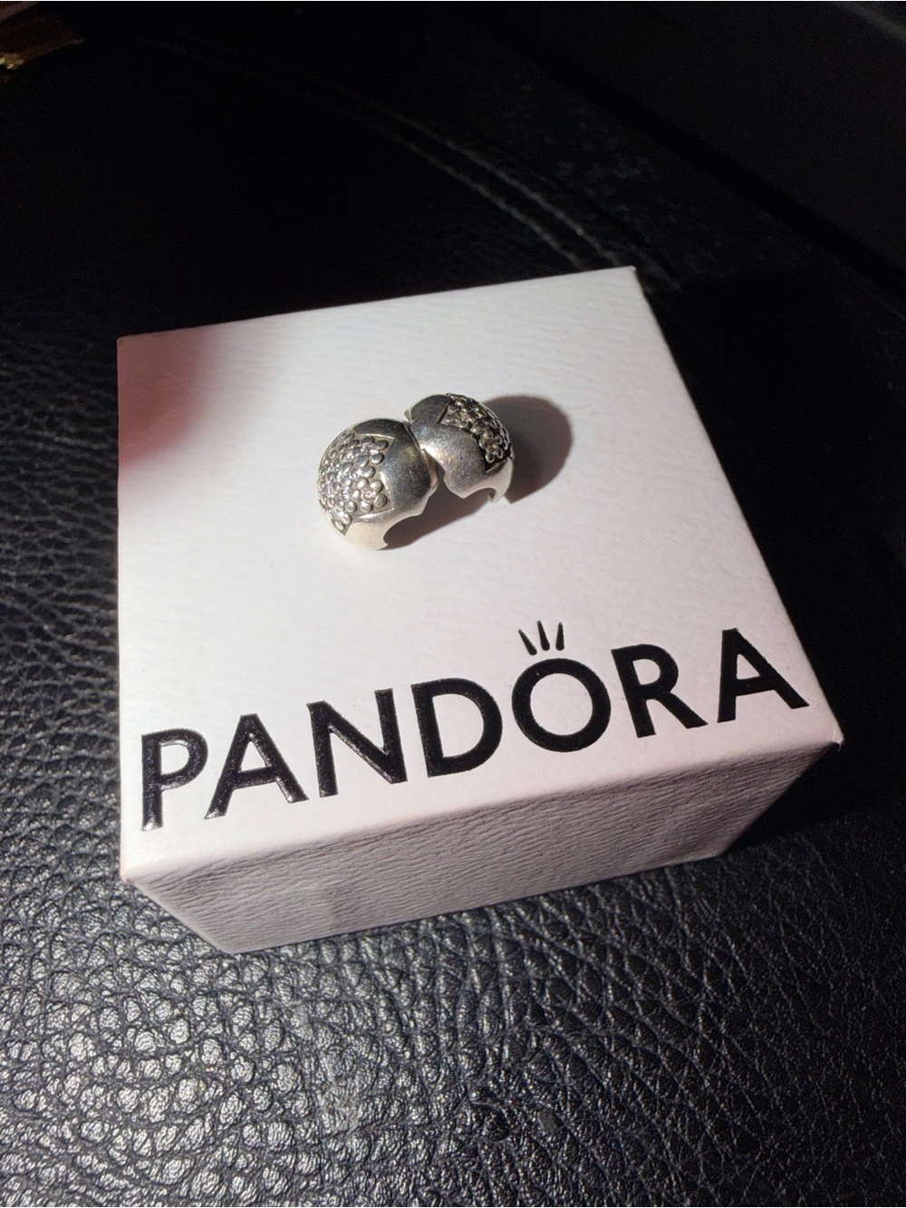 Pandora Silver Pavé Heart Clip - Silver